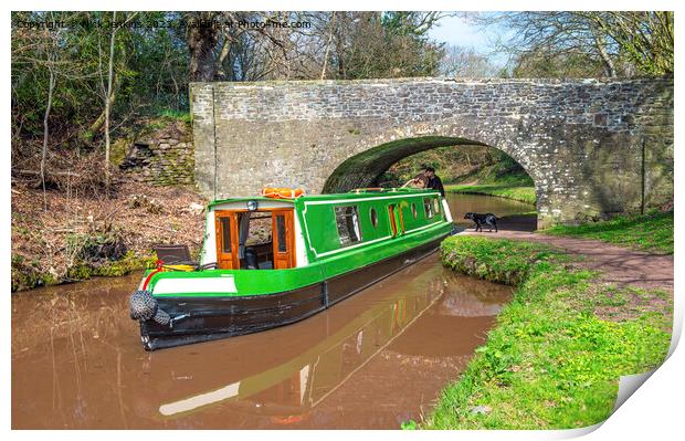  A Narrowboat on the Brecon Monmouth Canal South Wales Print by Nick Jenkins
