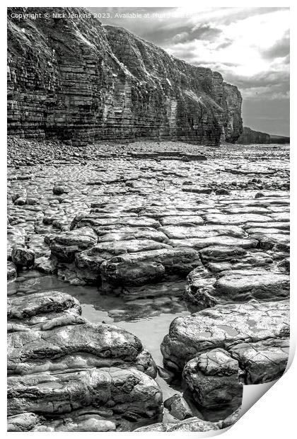 Cliffs at Llantwit Major Beach Glamorgan Coast Print by Nick Jenkins