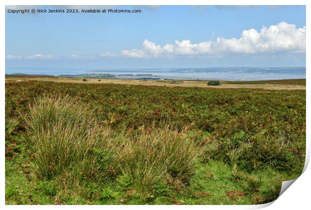 View from Cefn Bryn Ridge to South Wales Coastline Print by Nick Jenkins