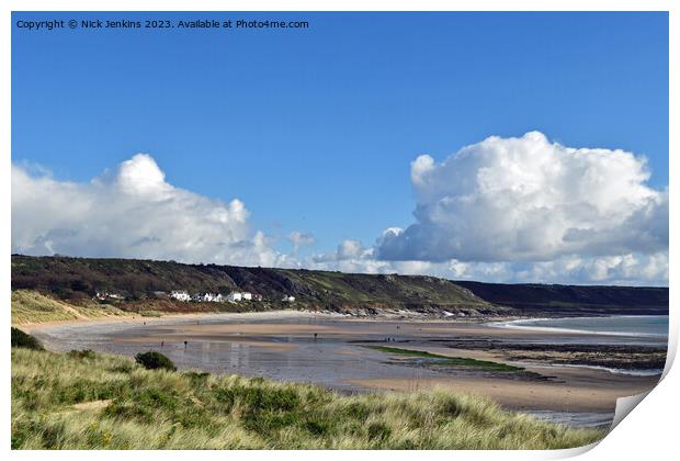 Horton Beach on the Gower Peninsula South Wales  Print by Nick Jenkins