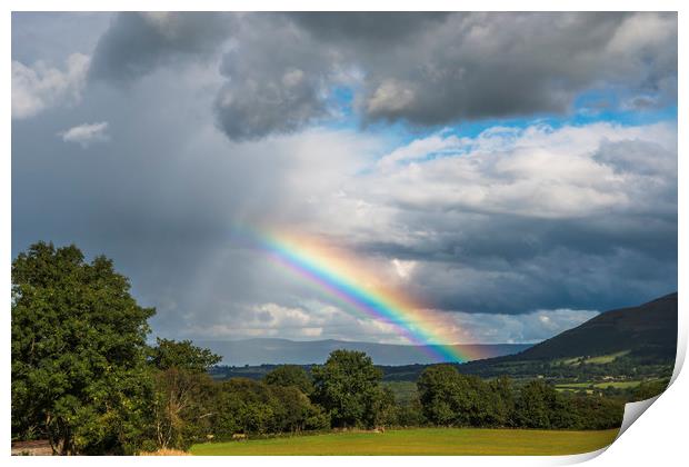 Rainbow over the Wye Valley Brecon Beacons Print by Nick Jenkins
