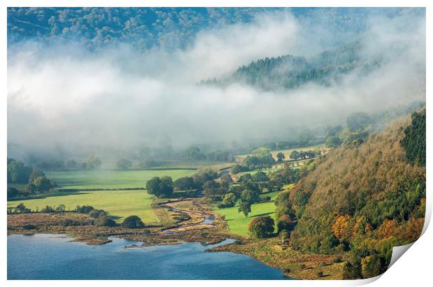 Mist Talybont Valley Brecon Beacons National Park  Print by Nick Jenkins