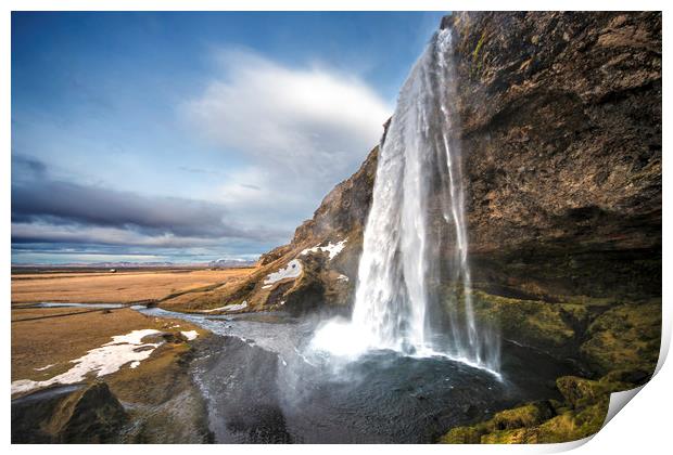 Seljalandsfoss Waterfall south Iceland 1 road Print by Nick Jenkins