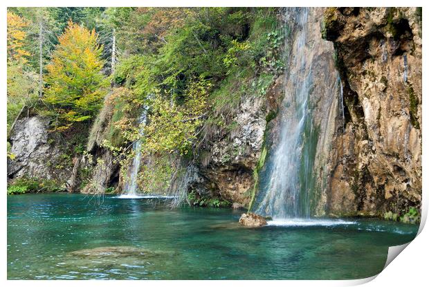 Waterfalls in Plitvice National Park in Croatia Print by Nick Jenkins