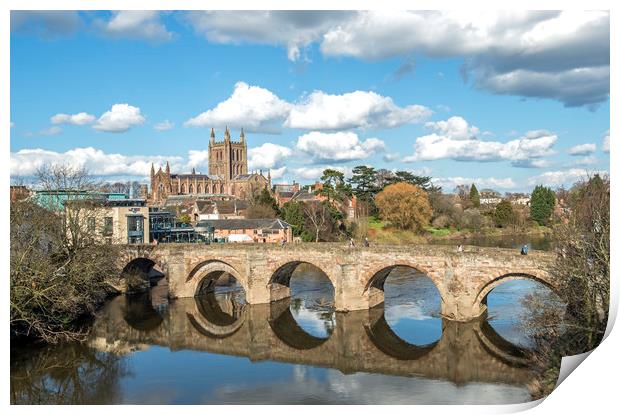 Hereford Cathedral and St Martins Bridge  Print by Nick Jenkins