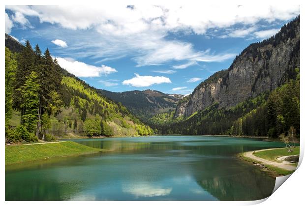 Le Lac de Montriond Haute-Savoie French Alps Print by Nick Jenkins
