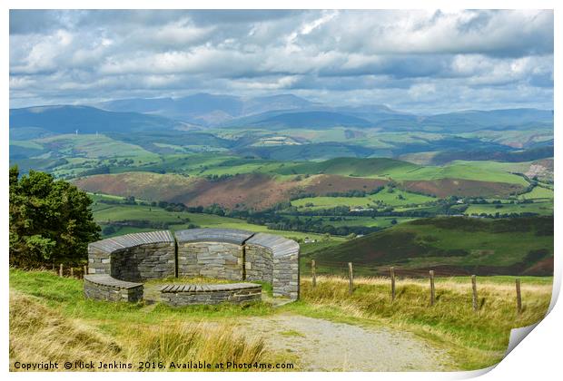 Memorial Wynford Vaughan Thomas near Machynlleth Print by Nick Jenkins