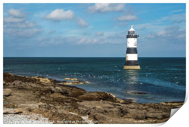 Penmon or Trwyn Du Lighthouse off the Anglesey Coa Print by Nick Jenkins