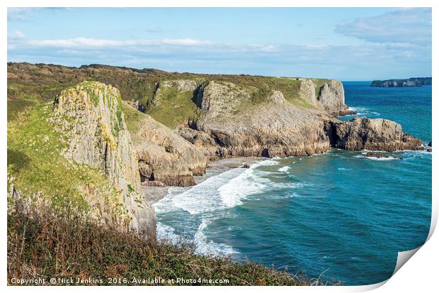 The Cliffs at Skrinkle Haven South Pembrokeshire Print by Nick Jenkins