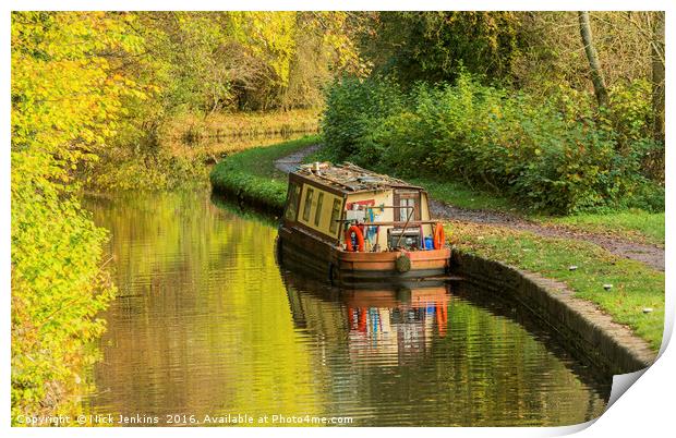Narrowboat on the Brecon Monmouth Canal  Print by Nick Jenkins