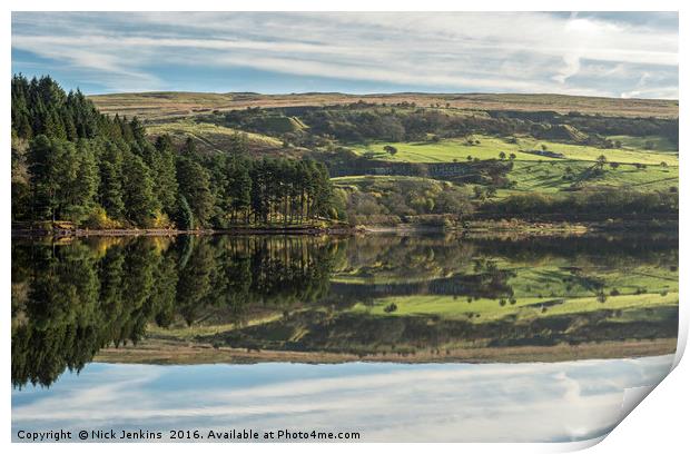 Reflections in Ponsticill Reservoir Print by Nick Jenkins