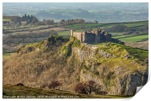 Carreg Cennen Castle Carmarthenshire West Wales Print by Nick Jenkins
