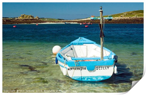 Northern Star Rowing Boat St Martins Scillies Print by Nick Jenkins