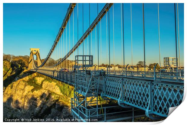Clifton Suspension Bridge Winter Evening Bristol Print by Nick Jenkins