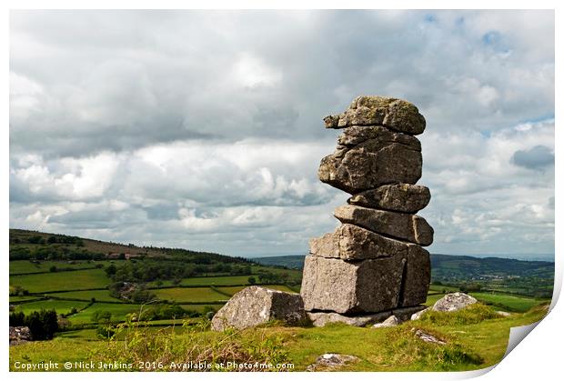 Bowerman's Nose on Dartmoor National Park Devon Print by Nick Jenkins