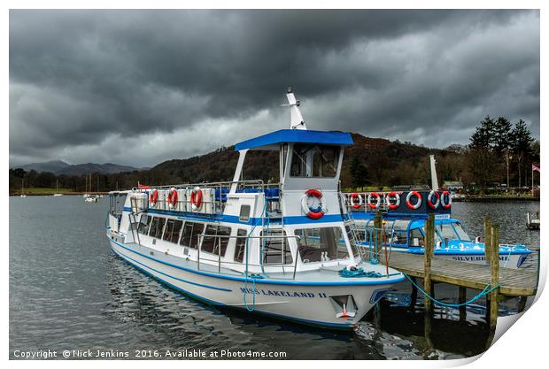 Passenger Boats at Waterhead Lake Windermere Print by Nick Jenkins