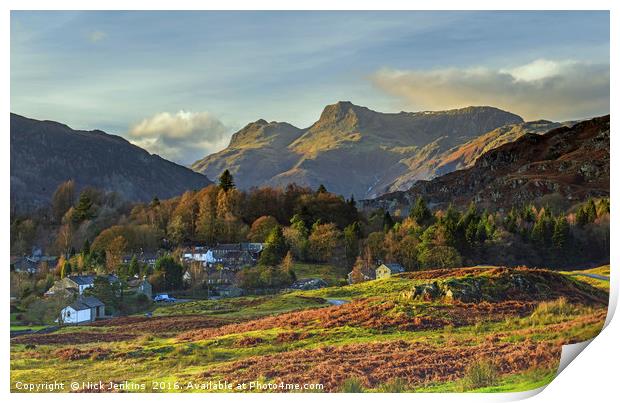The Great Langdale Valley and Pikes Cumbria Print by Nick Jenkins