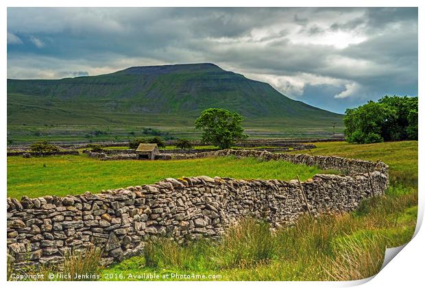 Ingleborough from Chapel le Dale Yorkshire Dales Print by Nick Jenkins