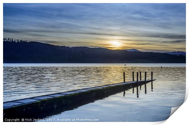 Sunset over Lake Windermere Print by Nick Jenkins