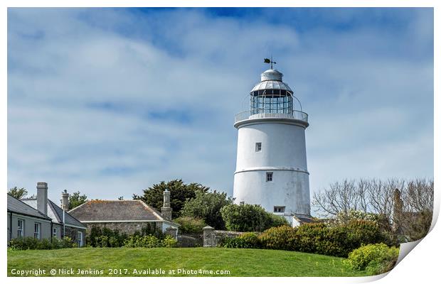 The Old Lighthouse on St Agnes Print by Nick Jenkins