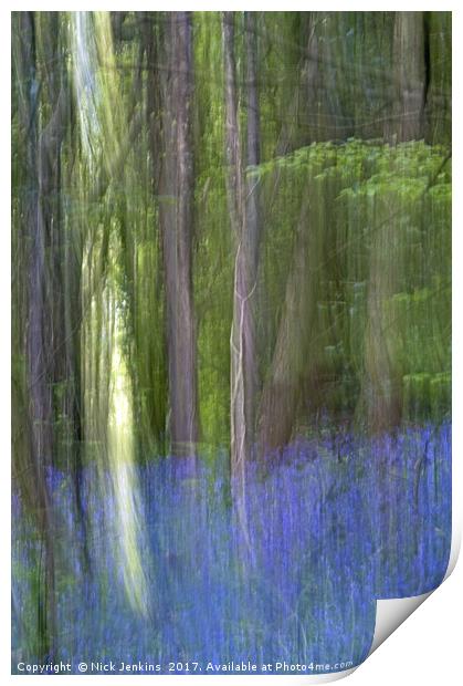 Bluebell Woods in Abstract Blur Print by Nick Jenkins