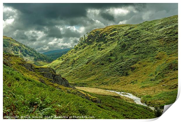 Abergwesyn Common Mid Wales on a mixed weather day Print by Nick Jenkins