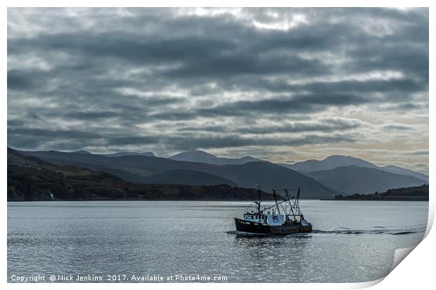 Trawler Coming Home Little Loch Broom, Ullapool, Print by Nick Jenkins