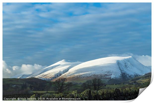 Skiddaw in Winter Lake District National Park  Print by Nick Jenkins