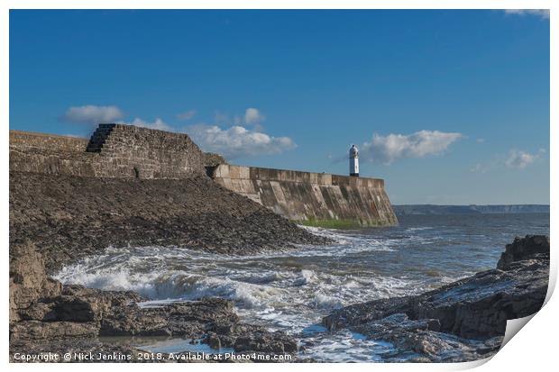 The Harbour Wall Porthcawl South Wales Coast  Print by Nick Jenkins