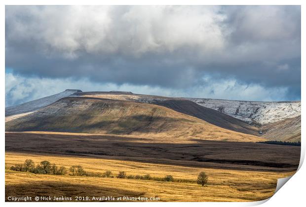 The Central Brecon Beacons Landscape Powys  Print by Nick Jenkins