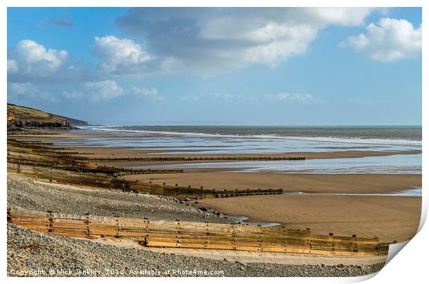 The Beach at Amroth South Pembrokeshire  Print by Nick Jenkins