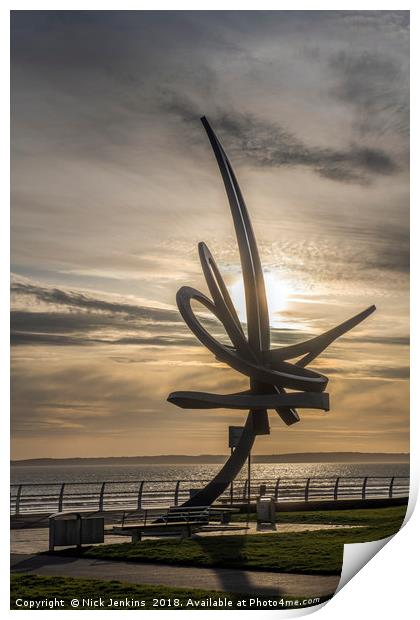 The Kitetail Sculpture on Aberavon Seafront Print by Nick Jenkins