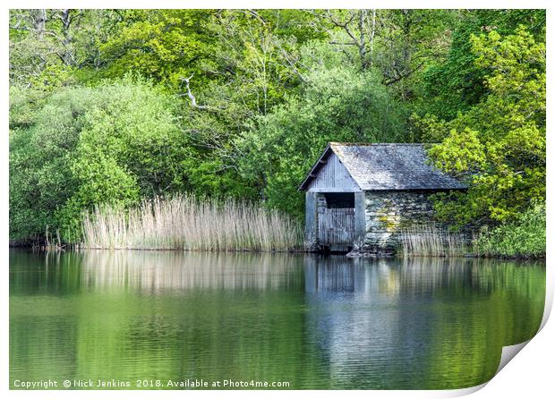 The Boathouse Rydal Water Lake District Print by Nick Jenkins