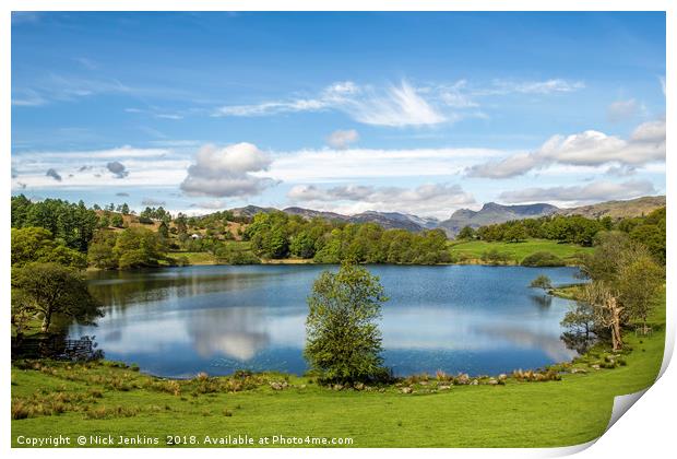 Loughrigg Tarn Landscape Lake District in Spring Print by Nick Jenkins