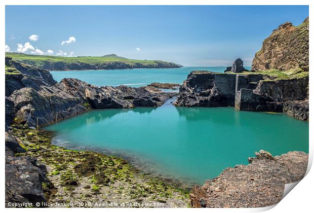 Blue Lagoon Abereiddi Pembrokeshire Coast Wales Print by Nick Jenkins