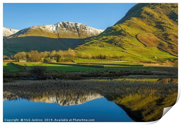 Brotherswater reflections Lake District Cumbria Print by Nick Jenkins