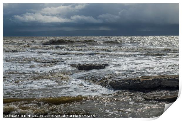 Incoming Tide Nash Point Glamorgan Heritage Coast Print by Nick Jenkins