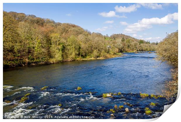 The River Wye near Erwood in Powys Print by Nick Jenkins