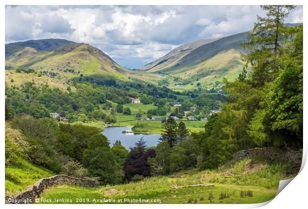 Dunmail Raise with Grasmere in the Middle Ground  Print by Nick Jenkins