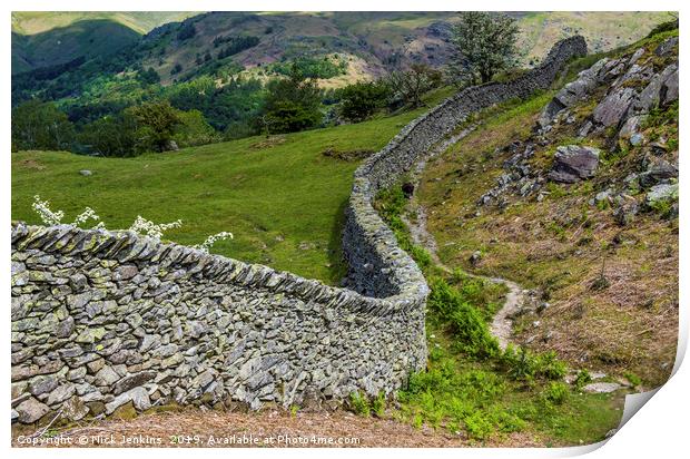 The Winding Drystone Wall Lake District Print by Nick Jenkins