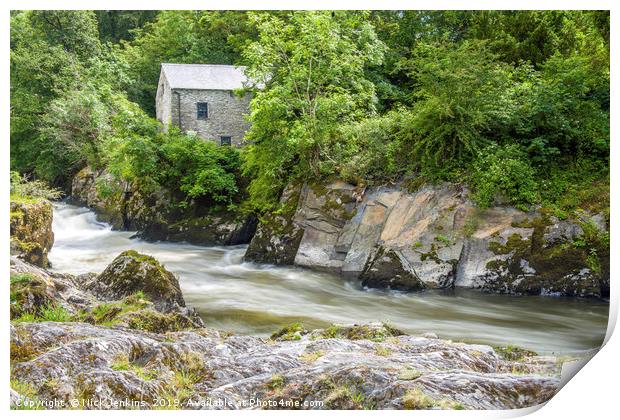 Cenarth Falls and Coracle Museum River Teifi Print by Nick Jenkins