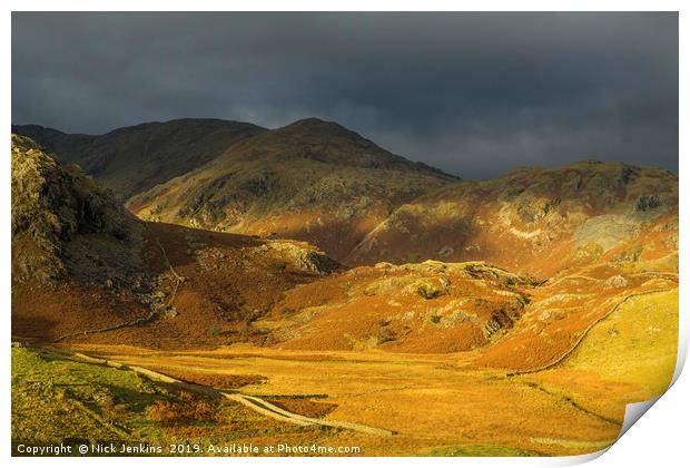 Coniston Fells Autumn Lake District National Park Print by Nick Jenkins