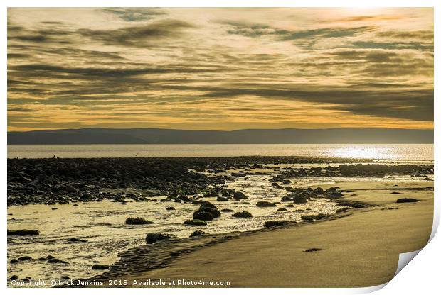 Llantwit Major Beach on a Winter Afternoon Print by Nick Jenkins