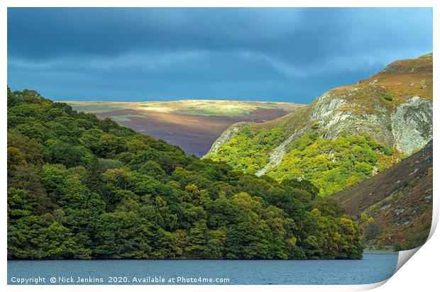 Garreg Ddu Reservoir Landscape Elan Valley Powys  Print by Nick Jenkins