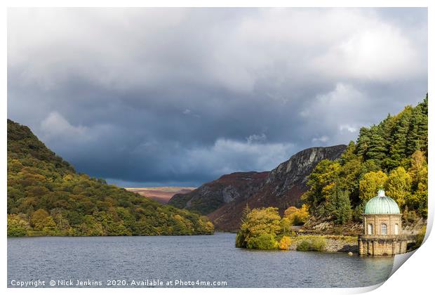 Garreg Ddu Reservoir Elan Valley Powys Print by Nick Jenkins