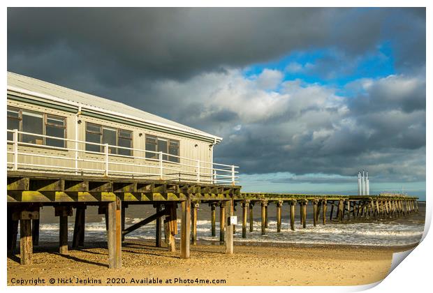 Wooden Pier on Lowestoft Beach Suffolk Print by Nick Jenkins