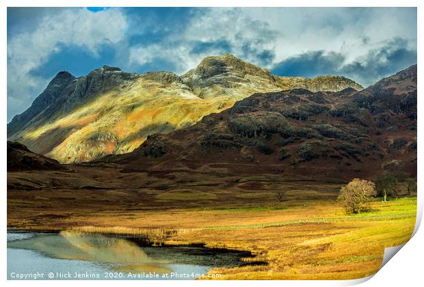 Langdale Pikes in the Lake District National Park  Print by Nick Jenkins