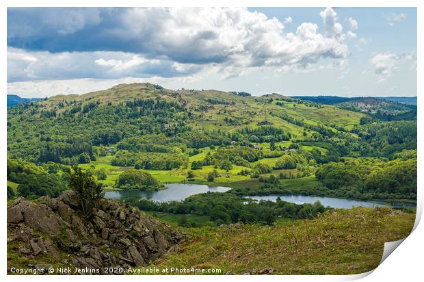 View Across the Rothay Valley Lake District  Print by Nick Jenkins