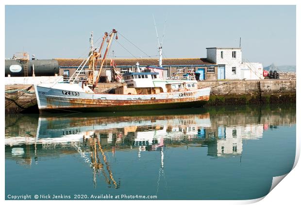 Fishing Trawler Newlyn Cornwall Print by Nick Jenkins