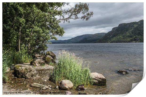 The Shoreline of Ullswater in the Summertime Print by Nick Jenkins